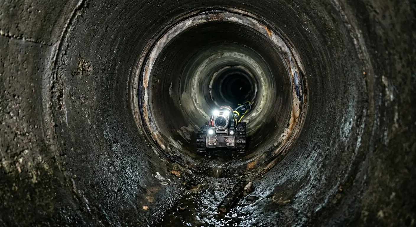 Robotic sewer camera inspecting pipe interior for Sewer Line Repair in West Pennsboro